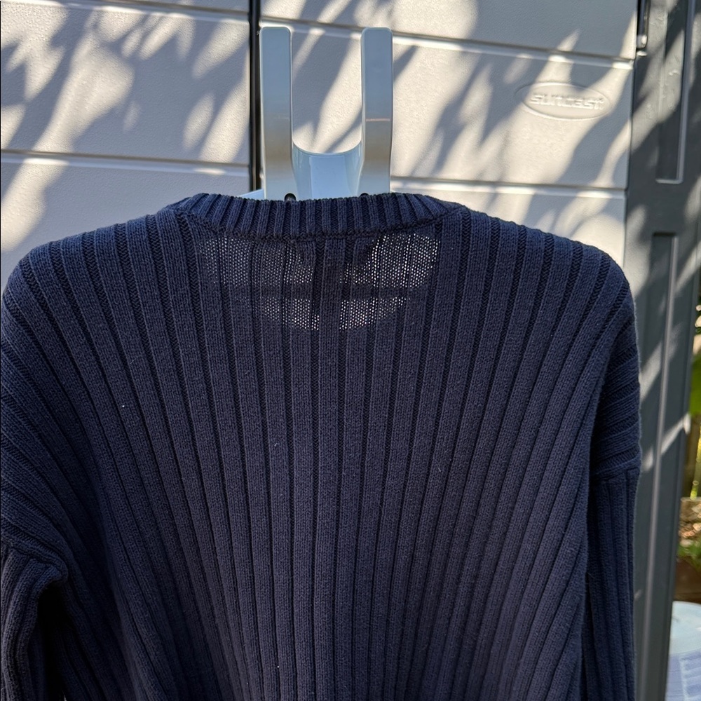Classic Navy Blue Ribbed Sweater - Picture 8 of 10
